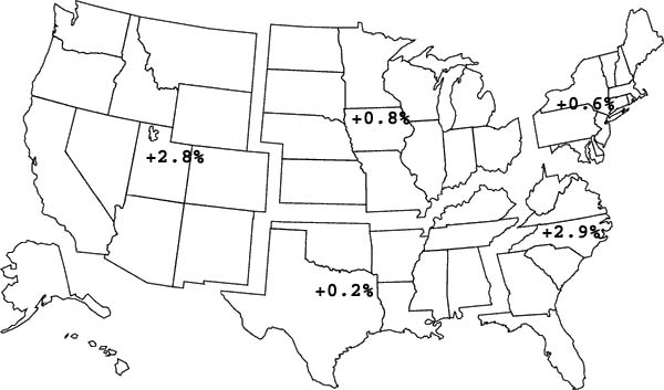 Map showing regional changes - click for a text description