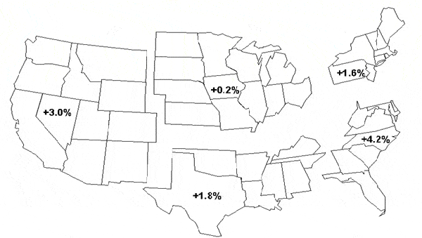 Map showing regional changes - click for a text description