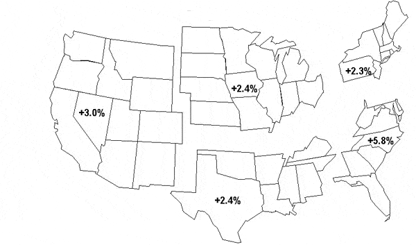 Map showing regional changes - click for a text description