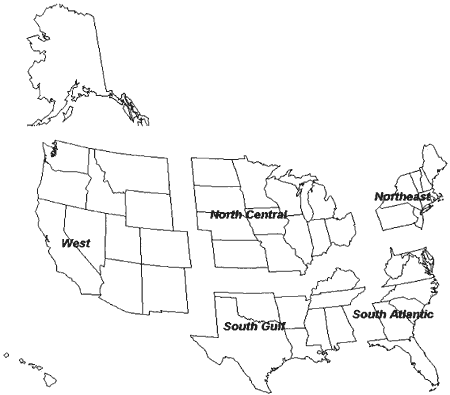 Click for lists of states by region