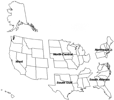 Click for lists of states by region