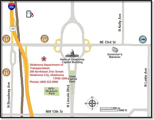 Map to the Oklahoma Department of Transportation