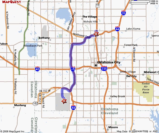 Map to the Oklahoma Division of the Federal Highway Administration