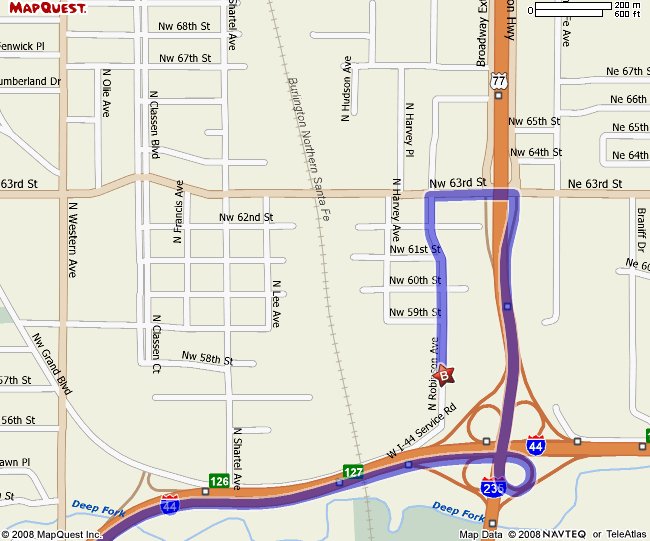 Map to the Oklahoma Division of the Federal Highway Administration