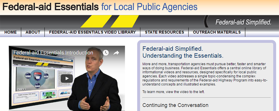 Screen shot of the Federal-aid Essentials homepage.