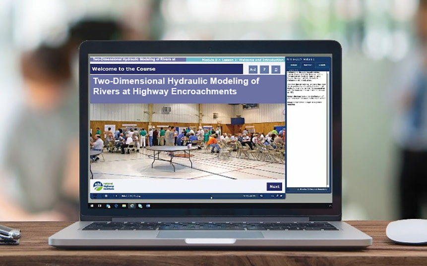 Screen shot of a virtual course on a laptop.