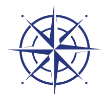 A blue navigation compass symbol.