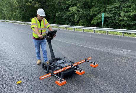 Dielectric Profiling System (DPS) being used on new asphalt