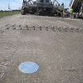 Set-up for nondestructive pavement thickness requirement on US 30 in Iowa