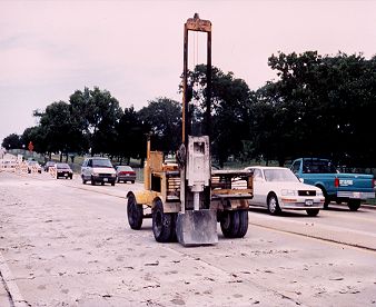 Figure 11 photo of a drop hammer used to break up the concrete pavement