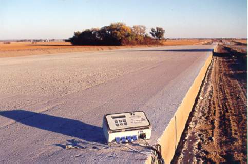 Photo: Pavement instrumented with maturity meter