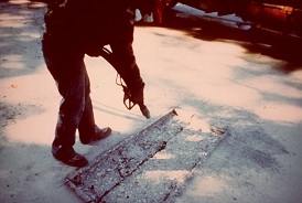 Photo of repair area being sandblasted