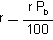 r minus [(r P-sub-b) divided by 100]