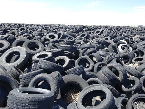 This is a pile of hundreds of waste tires.