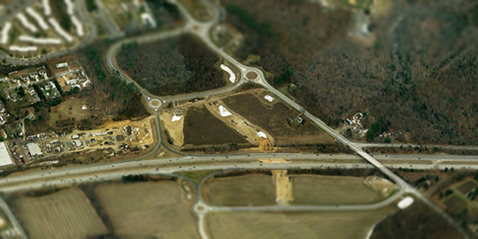 Aerial view of a highway.