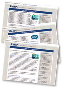 screenshot of several TMIP news web pages
