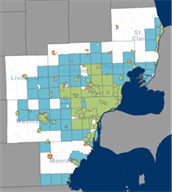 Map of the Louisiana parishes in Acadiana