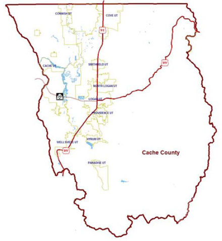 map showing Cache County