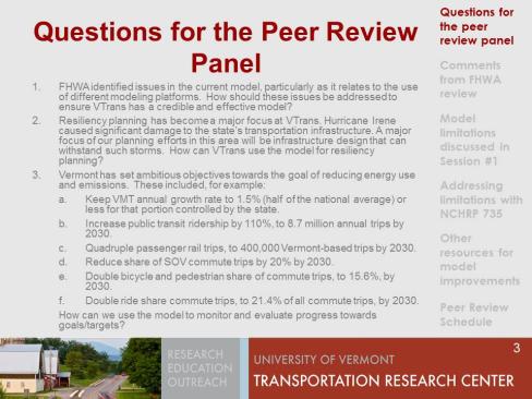questions for the peer review panel