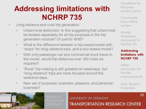 addressing limitations with NCHRP 735