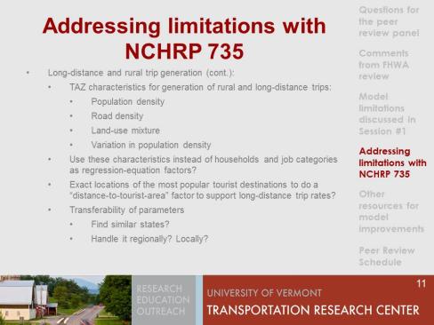 addressing limitations with NCHRP 735