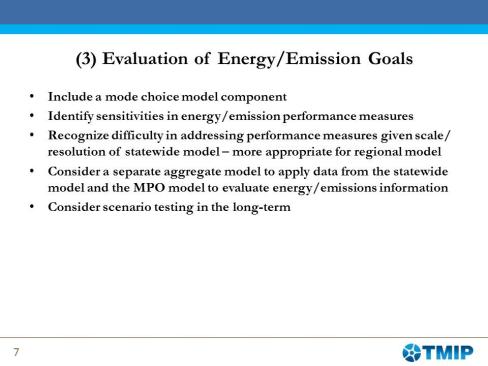 3. evaluation of energy/emission goals.