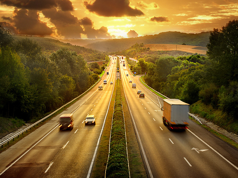 cars driving on highway