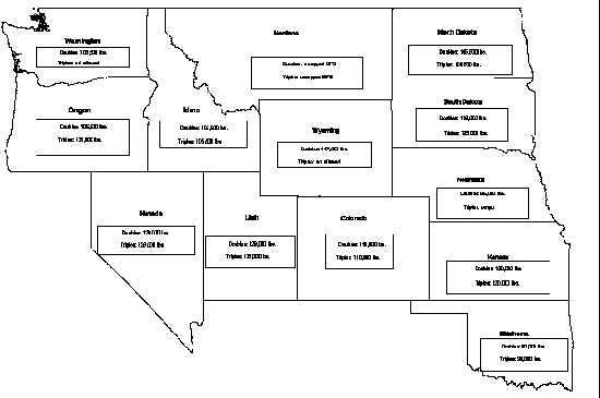 a map of western states showing current LCV gross vehicle weights