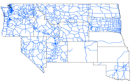 Map of western states showing Rocky Mountain Doubles Base Case Network