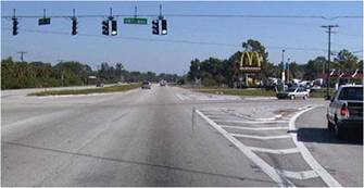 Intersection with suspended traffic lights