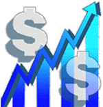 Money Scale: Arrow, Bars and Dollar Sign