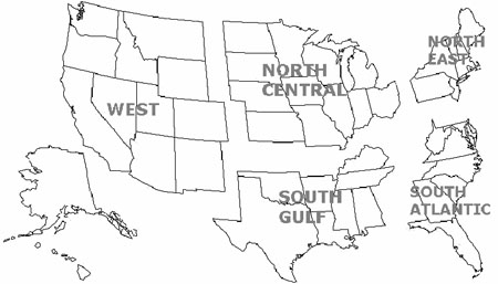 View a list of states by region