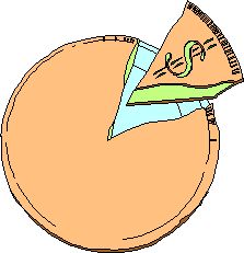 cartoon of a pie with a $ on a cut slice