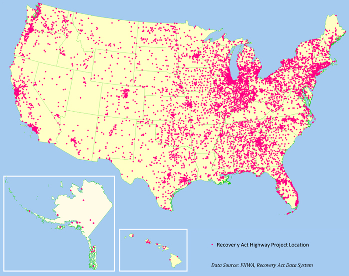 Figure A-5: Map of Recovery Act Highway Project Locations