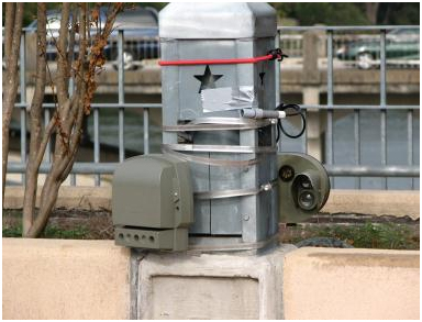 Different Types of Infrared Counters for Non-Motorized Traffic. This photo shows a mounted infrared sensor.