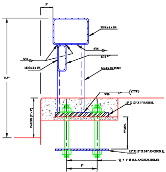 WASHINGTON DC HISTORIC BRIDGE RAIL CURB MOUNTED RETROFIT. Cross Section