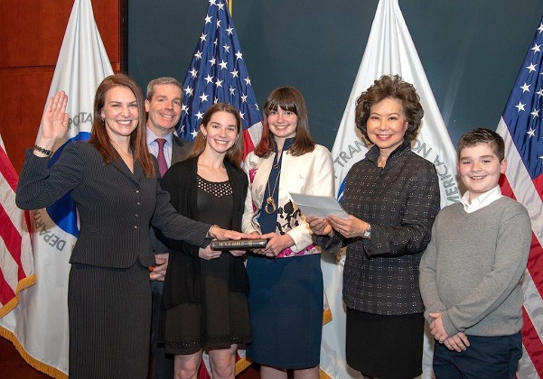 U.S. Secretary of Transportation Elaine L. Chao swears in Nicole R. Nason