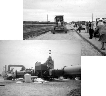 Crushed glass and limestone (above) Crumb rubber and asphalt (left)