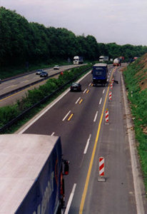 trucks on a highway.