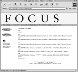 Screenshot of TFHRC's Focus Newsletter website