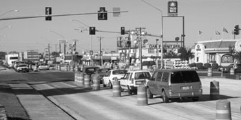 Work zone on busy roadway