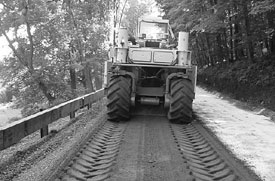 Foamed asphalt being applied