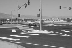 Photo of an intersection using traffic control devices