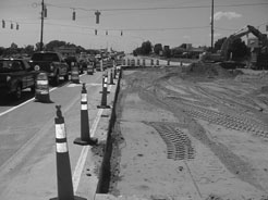 Workzone during the reconstruction of an intersection in Grand Rapids, Michigan