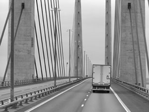 Truck on bridge