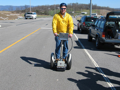 Photo: FHWA employee riding a Segway™ Human Transporter