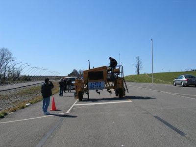 Photo: FHWA employees operating the GSI® profiler.