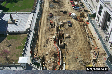 Aerial view of Pennsylvannia Avenue during reconstruction