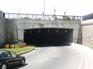 The east portal of the Barney Circle tunnel.