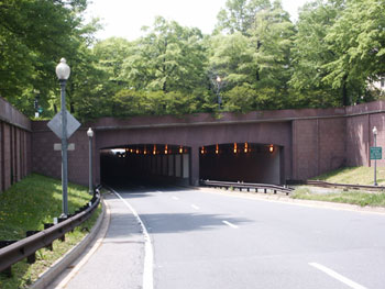 The east portal of the Virginia Avenue tunnel over the E Street Expressway.